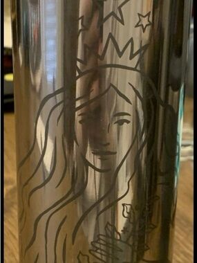 Starbucks 50th Anniversary Silver Metallic Siren Stainless Steel Water Bottle